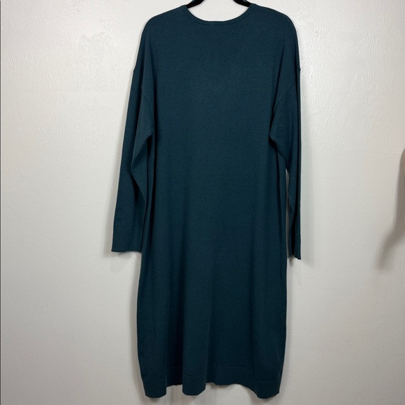 Charlie Paige Viscose Blend Teal V-neck Long Slit Sweater Tunic Size L - Picture 6 of 10